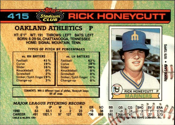 1991 Stadium Club #415 Rick Honeycutt