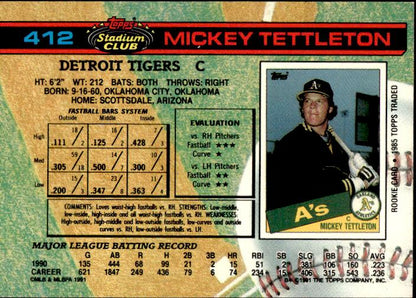 1991 Stadium Club #412 Mickey Tettleton