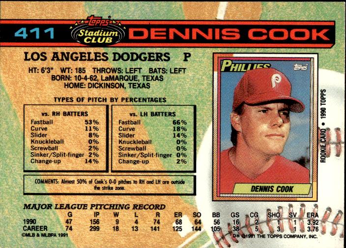 1991 Stadium Club #411 Dennis Cook