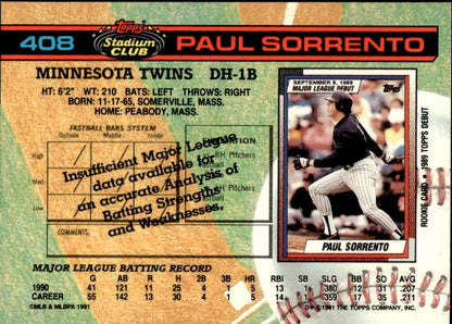 1991 Stadium Club #408 Paul Sorrento