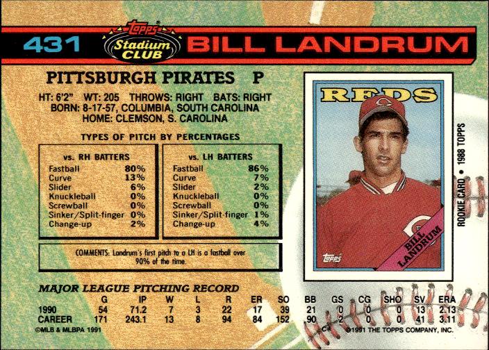 1991 Stadium Club #431a Bill Landrum