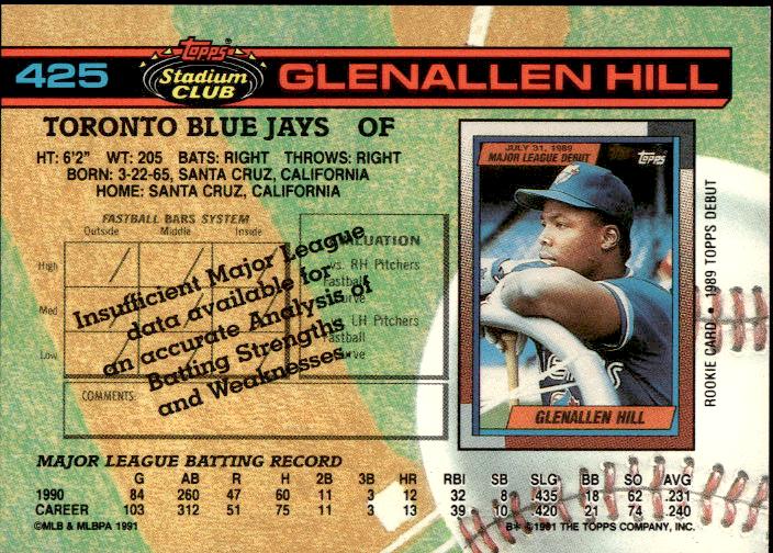 1991 Stadium Club #425a Glenallen Hill