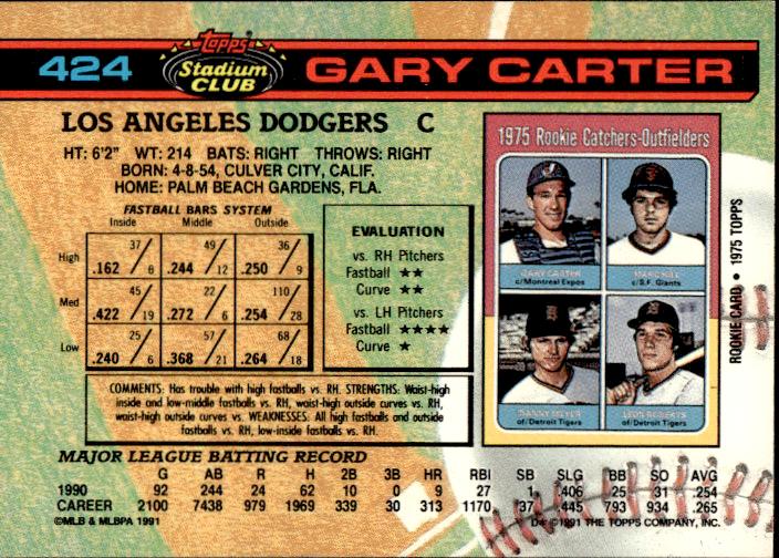 1991 Stadium Club #424a Gary Carter