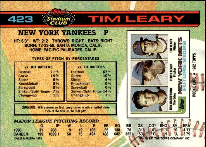 1991 Stadium Club #423b Tim Leary