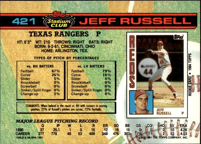 1991 Stadium Club #421 Jeff Russell