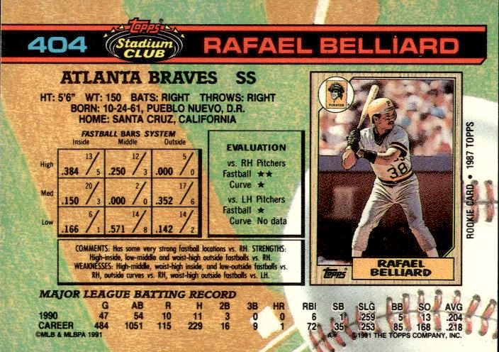 1991 Stadium Club #404 Rafael Belliard