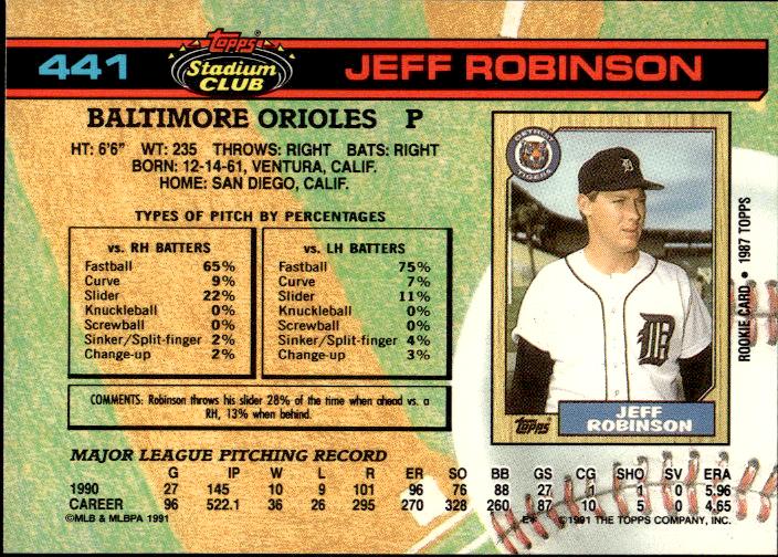 1991 Stadium Club #441a Jeff Robinson