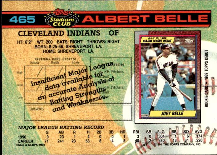 1991 Stadium Club #465a Albert Belle