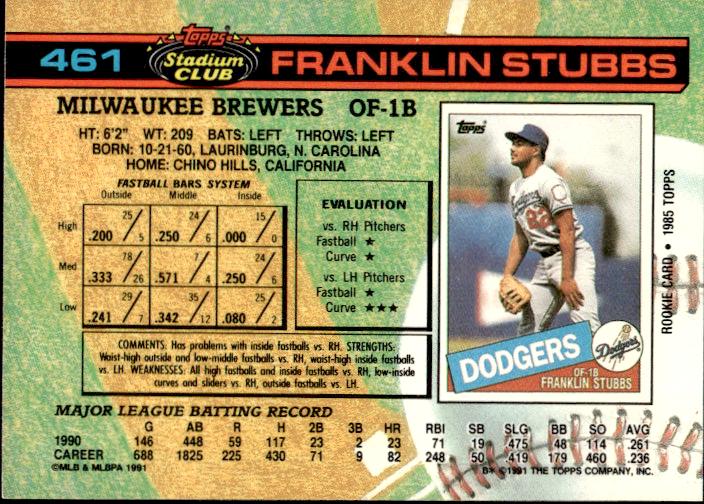 1991 Stadium Club #461 Franklin Stubbs