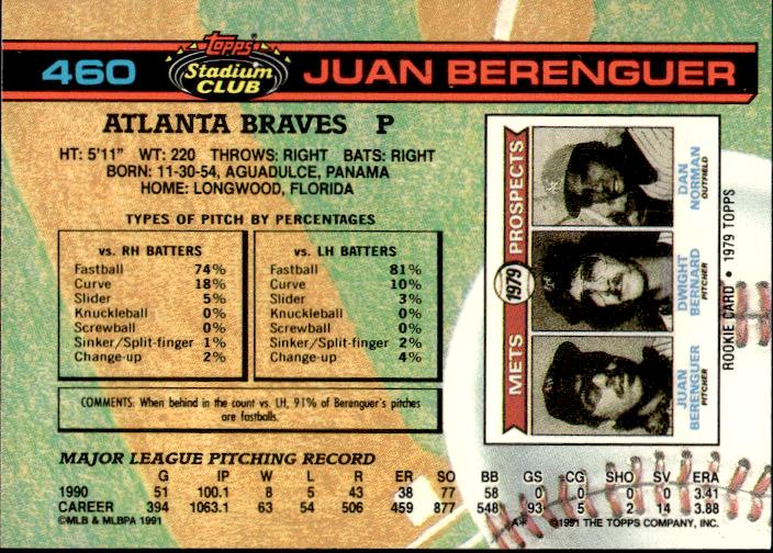 1991 Stadium Club #460a Juan Berenguer