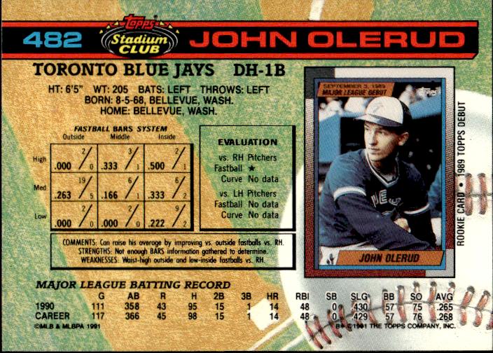 1991 Stadium Club #482a John Olerud