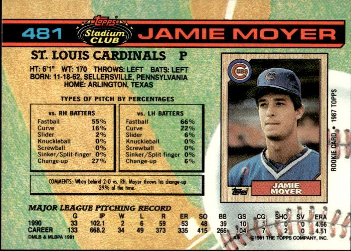 1991 Stadium Club #481 Jamie Moyer