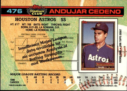 1991 Stadium Club #476 Andujar Cedeno