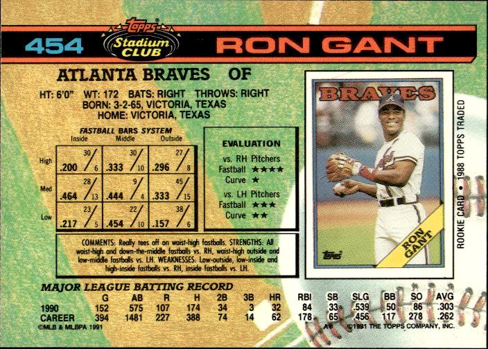 1991 Stadium Club #454a Ron Gant