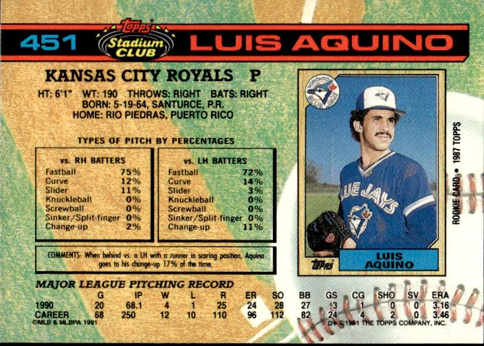 1991 Stadium Club #451a Luis Aquino