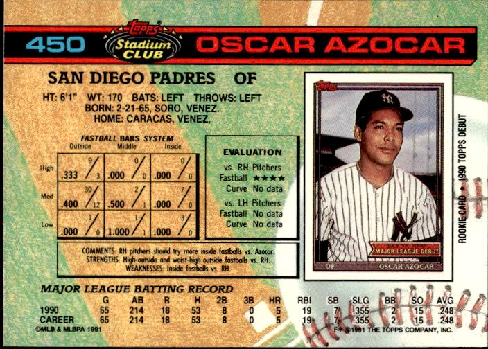 1991 Stadium Club #450 Oscar Azocar