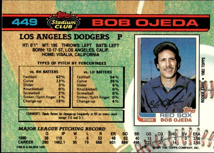 1991 Stadium Club #449a Bob Ojeda