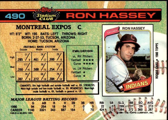 1991 Stadium Club #490a Ron Hassey