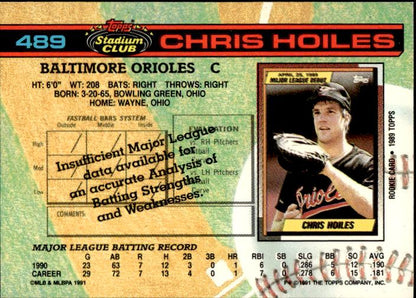 1991 Stadium Club #489a Chris Hoiles