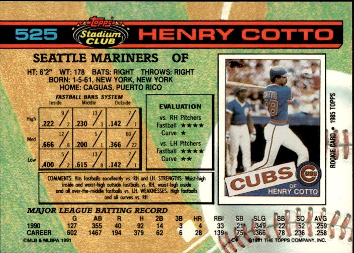 1991 Stadium Club #525a Henry Cotto