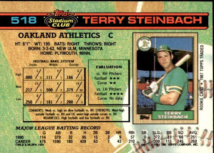 1991 Stadium Club #518 Terry Steinbach