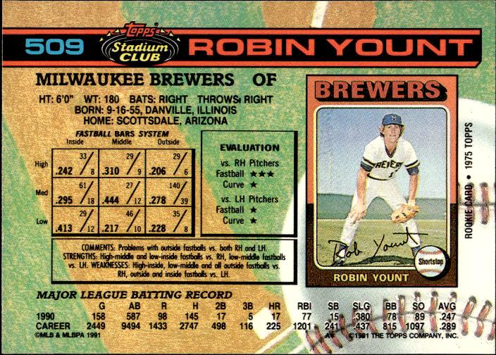 1991 Stadium Club #509b Robin Yount