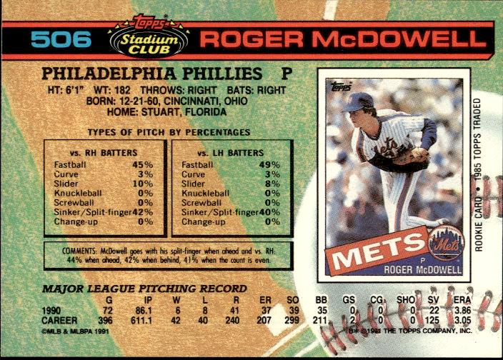 1991 Stadium Club #506 Roger McDowell