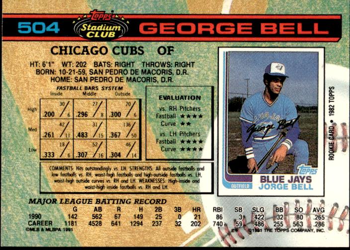 1991 Stadium Club #504a George Bell