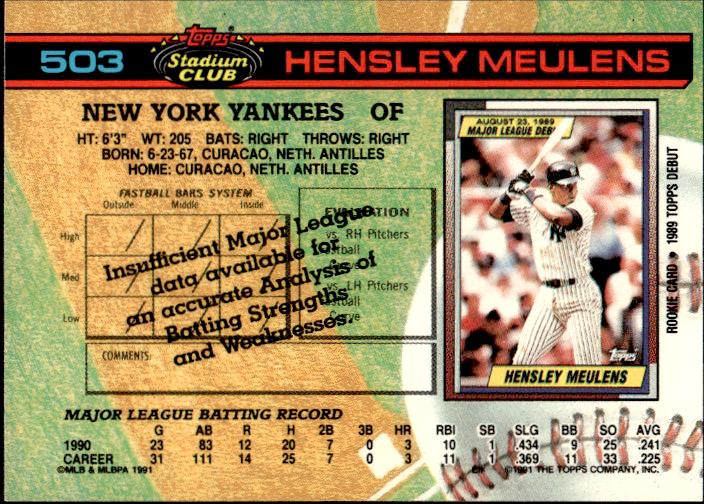 1991 Stadium Club #503b Hensley Meulens