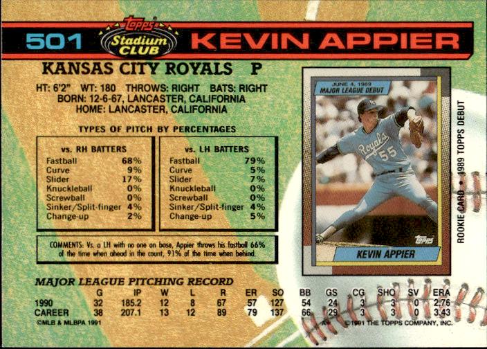 1991 Stadium Club #501 Kevin Appier