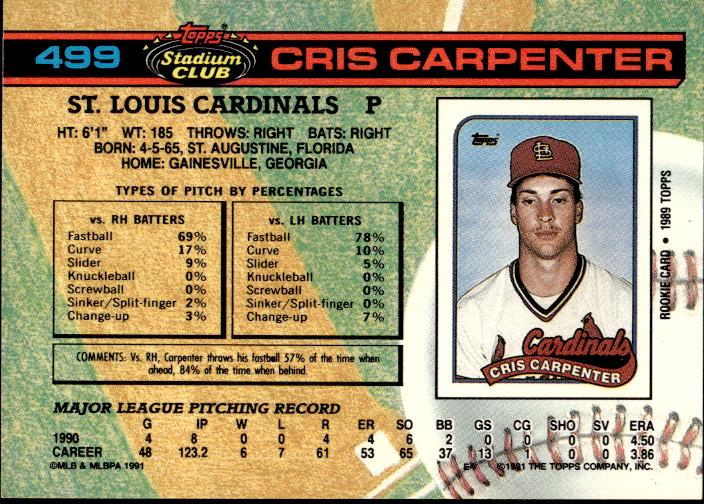 1991 Stadium Club #499b Cris Carpenter