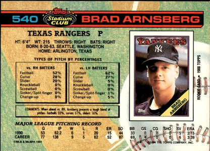 1991 Stadium Club #540 Brad Arnsberg