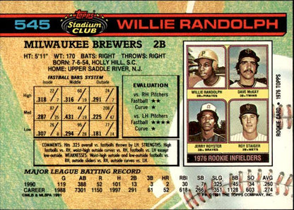 1991 Stadium Club #545 Wille Randolph