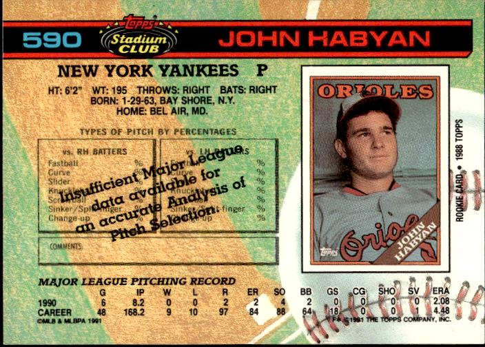 1991 Stadium Club #590 John Habyan