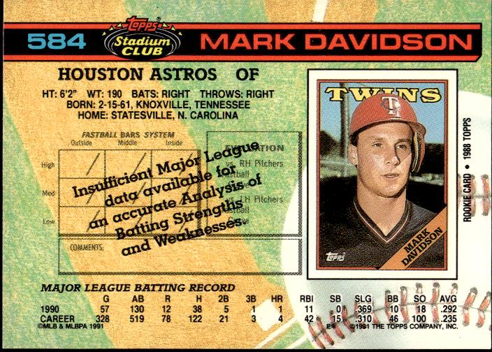 1991 Stadium Club #584 Mark Davidson