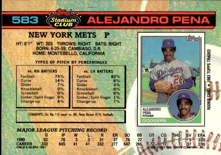 1991 Stadium Club #583a Alejandro Pena