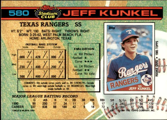 1991 Stadium Club #580a Jeff Kunkel