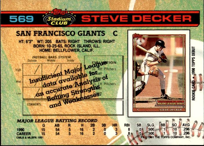 1991 Stadium Club #569 Steve Decker