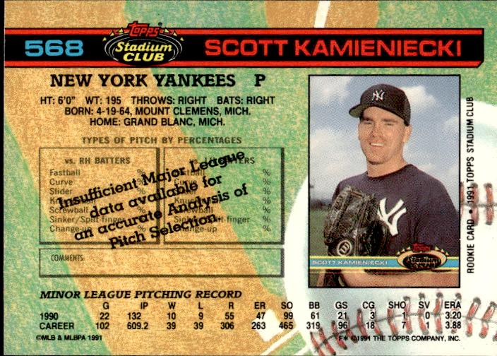 1991 Stadium Club #568a Scott Kamieniecki