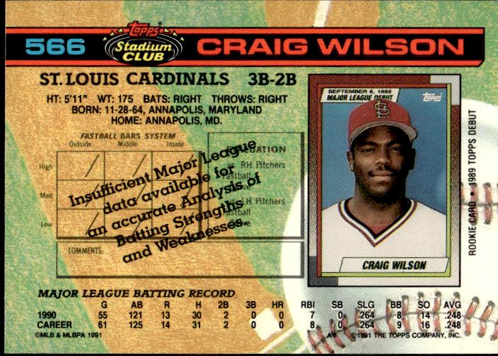 1991 Stadium Club #566a Craig Wilson