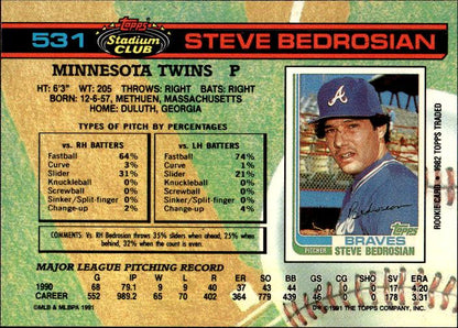 1991 Stadium Club #531 Steve Bedrosian