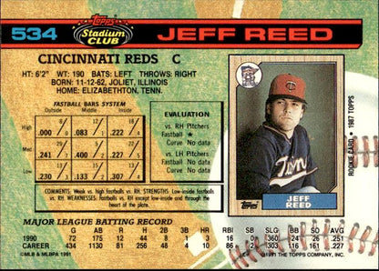 1991 Stadium Club #534 Jeff Reed