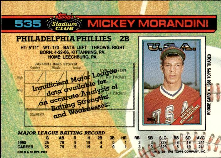 1991 Stadium Club #535 Mickey Morandini