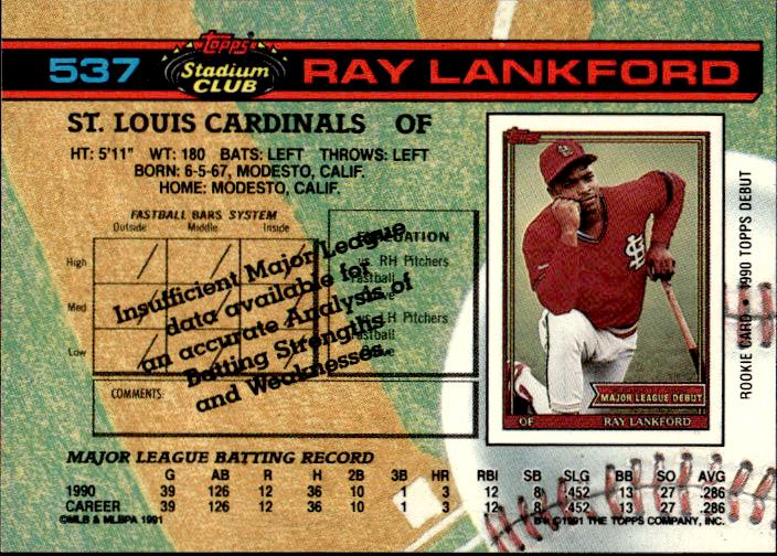 1991 Stadium Club #537 Ray Lankford