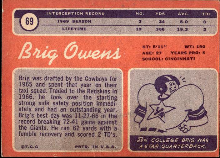 1970 Topps #69 Brig Owens