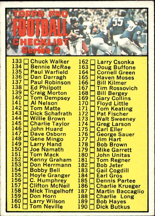 1970 Topps #132 Checklist: 133-263 -