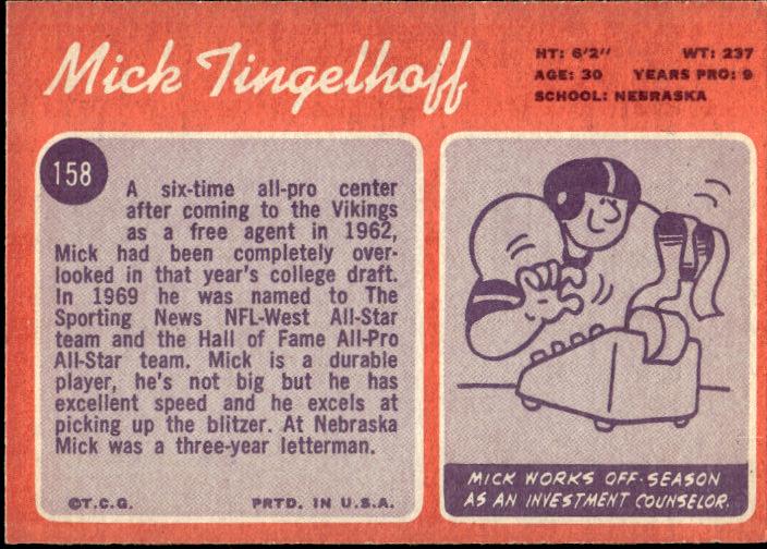 1970 Topps #158 Mick Tingelhoff