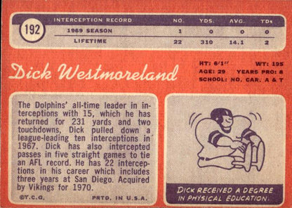 1970 Topps #192 Dick Westmoreland