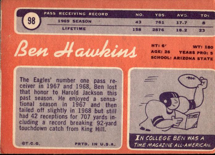 1970 Topps #98 Ben Hawkins