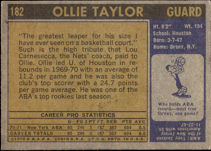 1971-72 Topps #182 Ollie Taylor